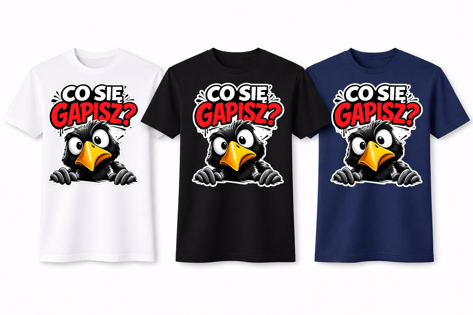 T-SHIRT MĘSKI KOSZULKA Z ZABAWNYM NADRUKIEM „CO SIĘ GAPISZ” - kolor - obrazek 5