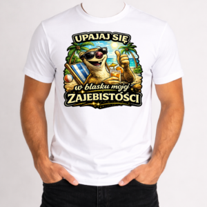 T-SHIRT MĘSKI KOSZULKA Z ZABAWNYM NADRUKIEM „Blask zajebistości”