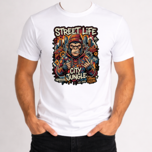 T-SHIRT MĘSKI KOSZULKA Z - NADRUKIEM „Street life”