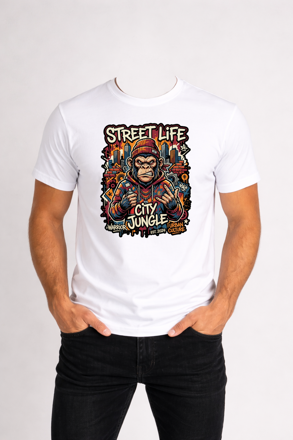 T-SHIRT MĘSKI KOSZULKA Z – NADRUKIEM „Street life”