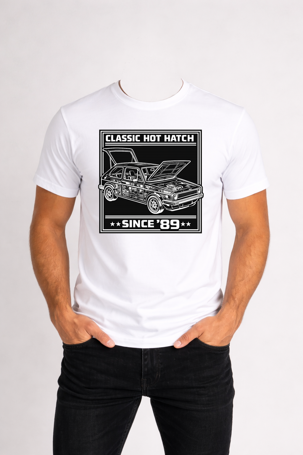 T-SHIRT MĘSKI KOSZULKA Z – NADRUKIEM „VW golf – dla pasjonatów RETRO”