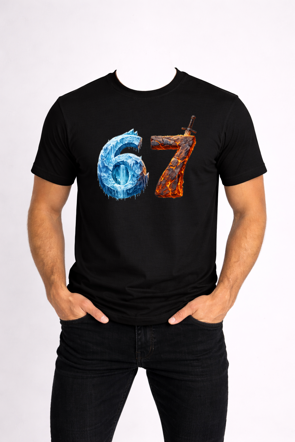 T-SHIRT MĘSKI KOSZULKA Z - NADRUKIEM „67” - obrazek 4