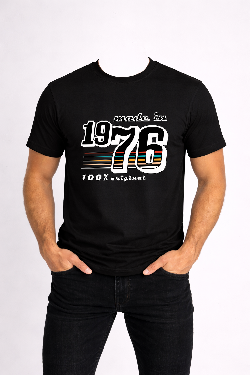 T-SHIRT MĘSKI KOSZULKA Z - NADRUKIEM „Made in 1976” - obrazek 4