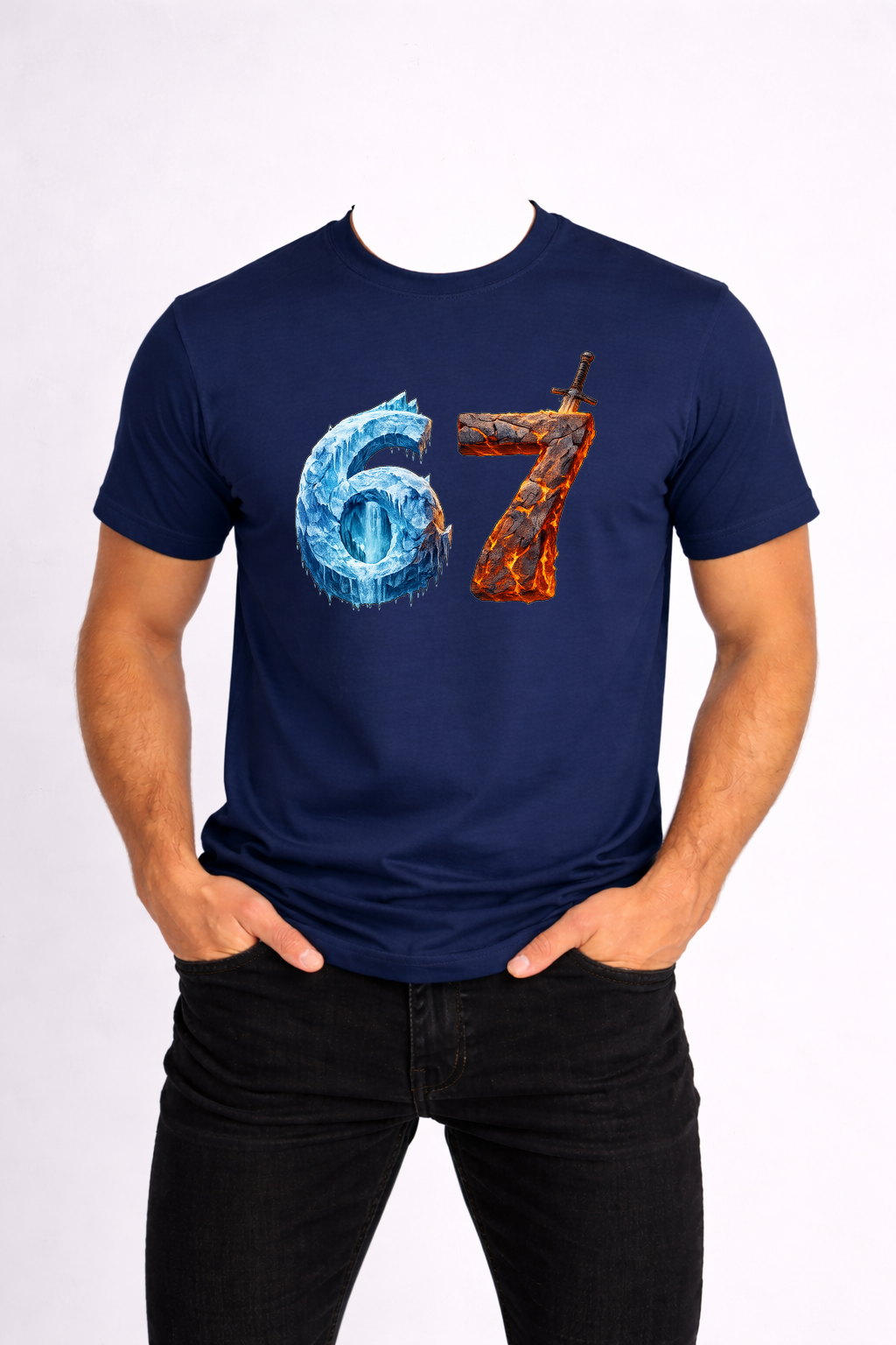 T-SHIRT MĘSKI KOSZULKA Z - NADRUKIEM „67” - obrazek 3