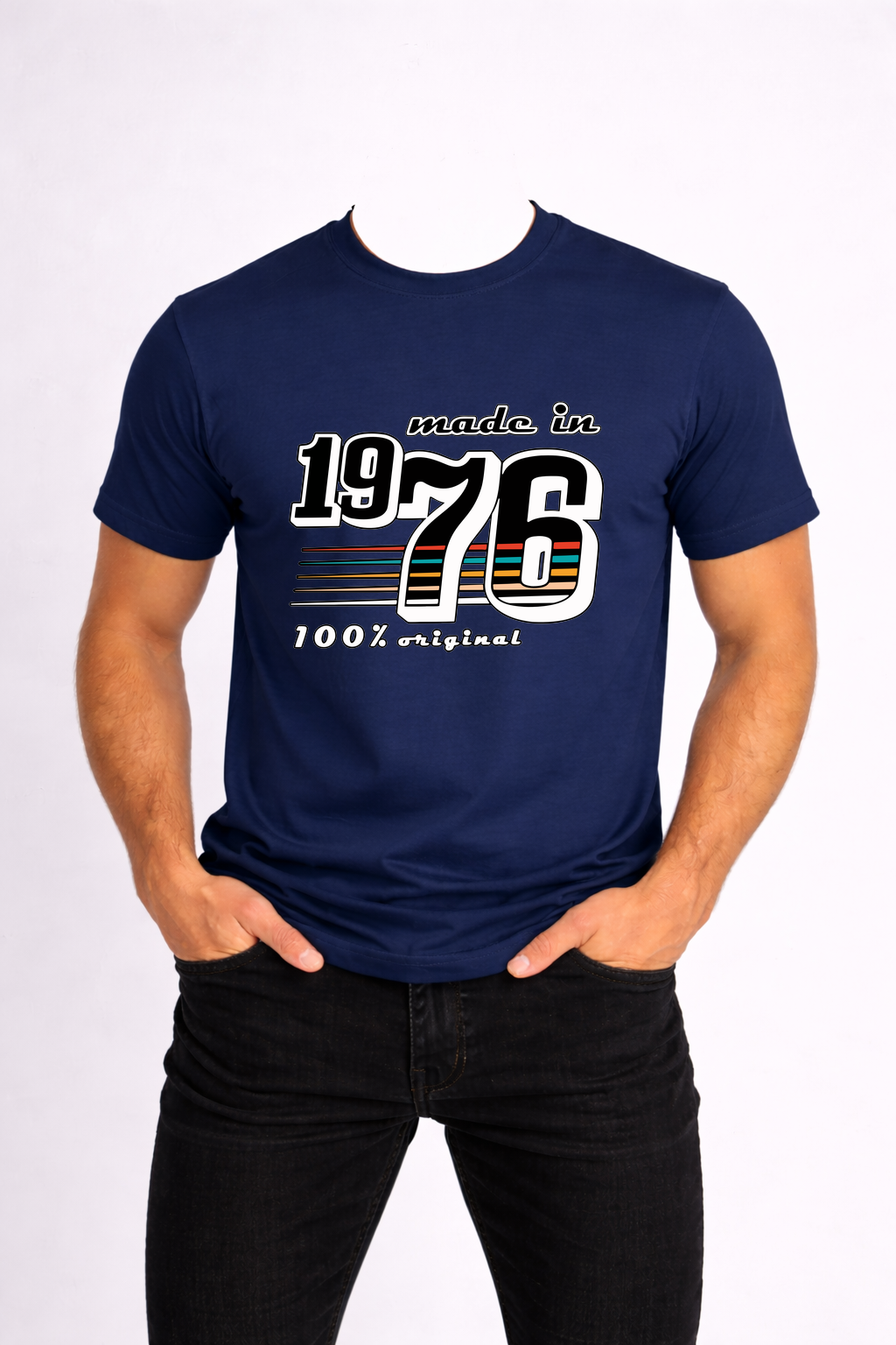 T-SHIRT MĘSKI KOSZULKA Z - NADRUKIEM „Made in 1976” - obrazek 3